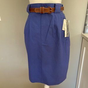 Vtg Petite by Fundamental Things 100% Cotton Blue Skirt Belt Women’s Sz 6 NEW